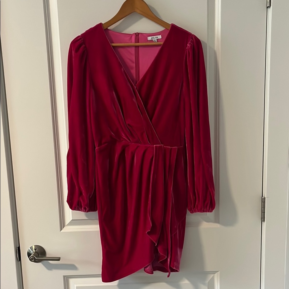 BTLF-Life Elegant Pink Velvet Wrap Dress